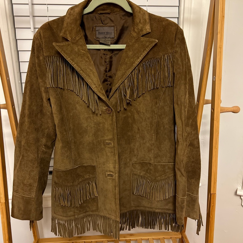 Brandon Thomas Suede Leather Fringe Jacket
